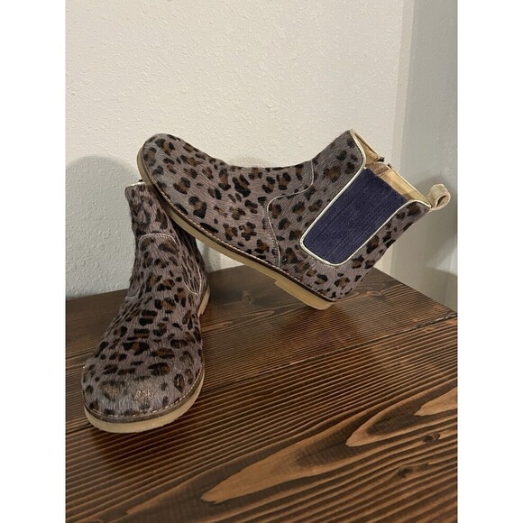 Mini Boden Girls size 37 Side Zip Leopard Print Cowhide Chelsea Boots - Picture 1 of 7